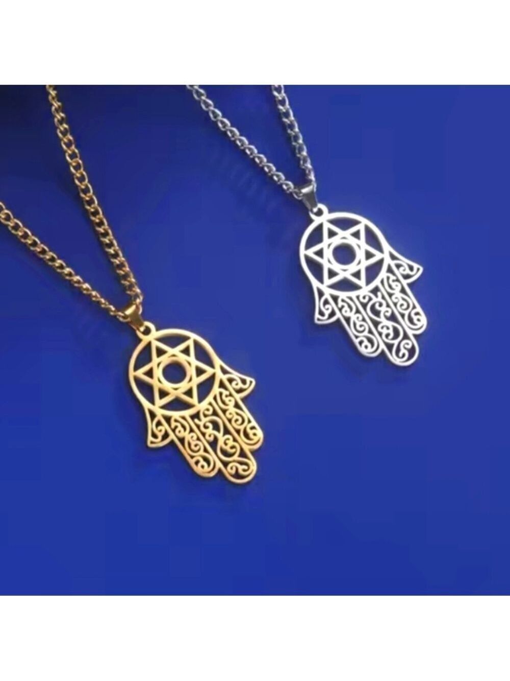 Pendant--Hamsa aka Hand Of Fatima + Star Of David inset